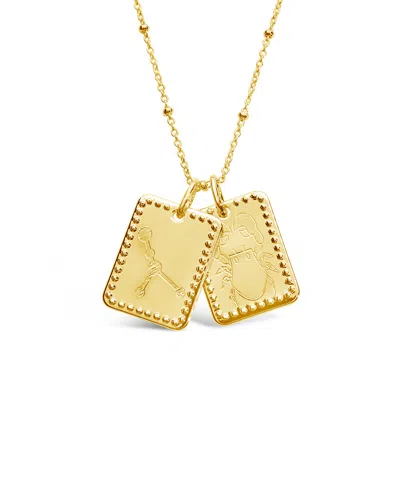 Sterling Forever 14k Plated Cancer Zodiac Tag Necklace In Gold