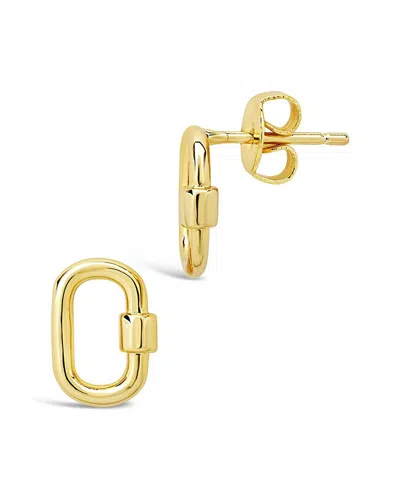 Sterling Forever 14k Plated Carabiner Lock Studs
