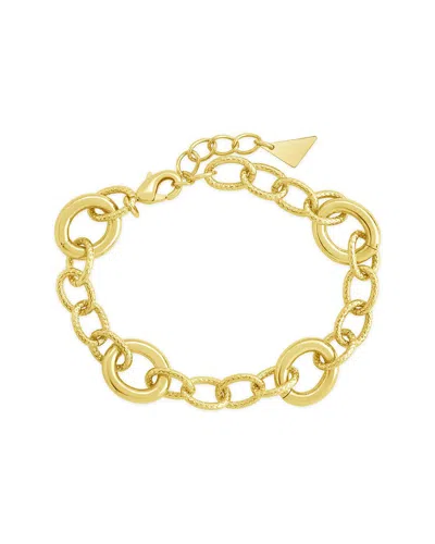 STERLING FOREVER STERLING FOREVER 14K PLATED CARTER ROUND STATEMENT LINK BRACELET