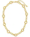 Sterling Forever 14k Plated Carter Round Statement Link Necklace In Gold