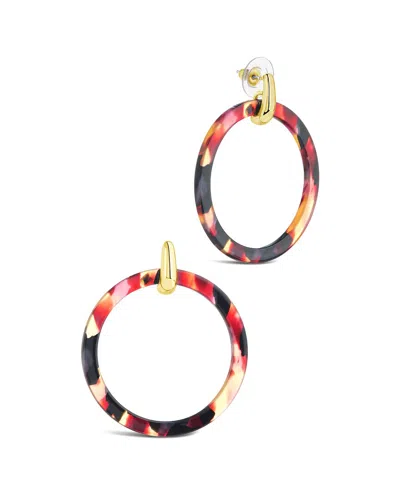 Sterling Forever 14k Plated Circle Resin Stud Drop Earrings