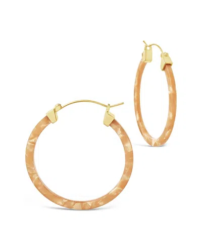 Sterling Forever 14k Plated Coral Hoops In Gold