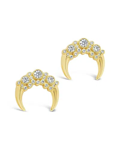 STERLING FOREVER STERLING FOREVER 14K PLATED CRESCENT CLUSTER STUDS
