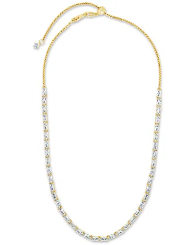 Sterling Forever 14k Plated Cz Blanche Adjustable Tennis Necklace