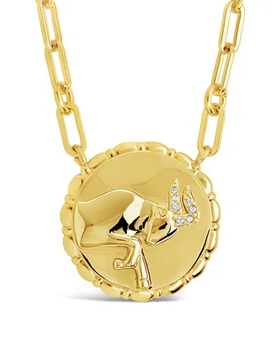 STERLING FOREVER STERLING FOREVER 14K PLATED CZ BOLD LINK TAURUS ZODIAC NECKLACE