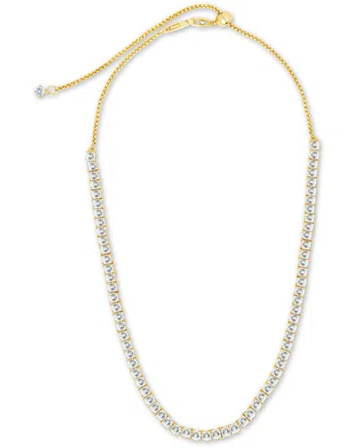 Sterling Forever 14k Plated Cz Brette Adjustable Tennis Necklace In Gold