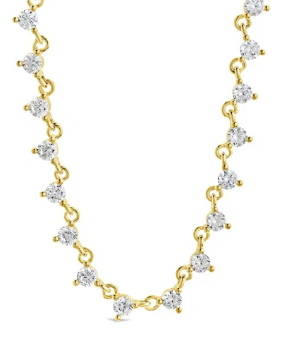 Sterling Forever 14k Plated Cz Brigid Classic Tennis Necklace In Gold