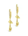 Sterling Forever 14k Plated Cz Butterfly Dangle Hoops