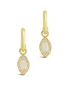 Sterling Forever Calla Cz Charm Drop Hoop Earrings In Gold
