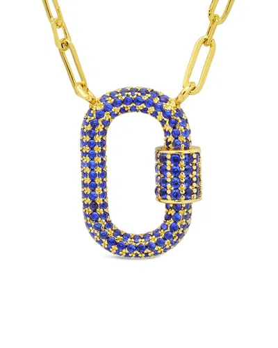 Sterling Forever 14k Plated Cz Carabiner Necklace