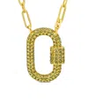 Sterling Forever 14k Plated Cz Carabiner Necklace