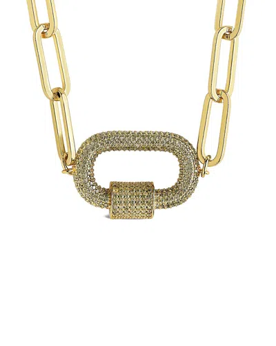 Sterling Forever 14k Plated Cz Carabiner Necklace