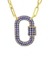 Sterling Forever Pave Cubic Zirconia Carabiner Lock Necklace