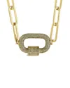 Sterling Forever Pave Cubic Zirconia Carabiner Linked Lock Necklace