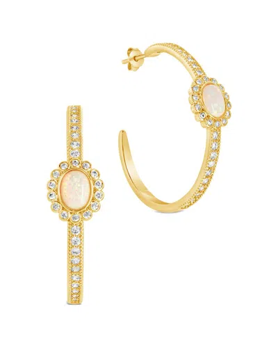 Sterling Forever 14k Plated Cz Carina Earrings In Gold