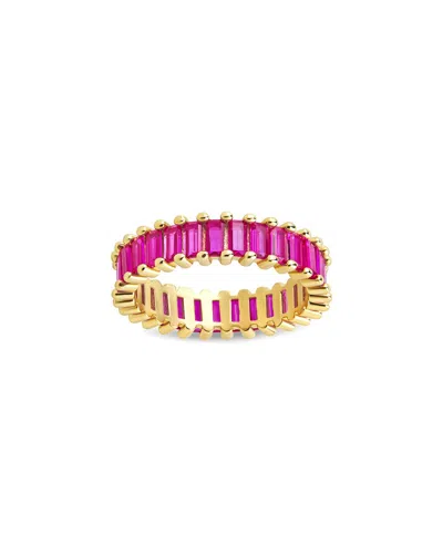 Sterling Forever 14k Plated Cz Caroline Rainbow Eternity Ring In Gold
