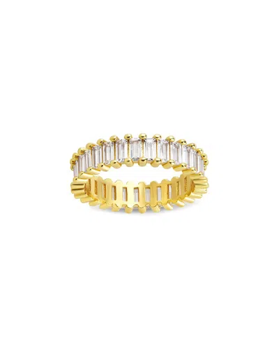 Sterling Forever 14k Plated Cz Caroline Rainbow Eternity Ring In Gold