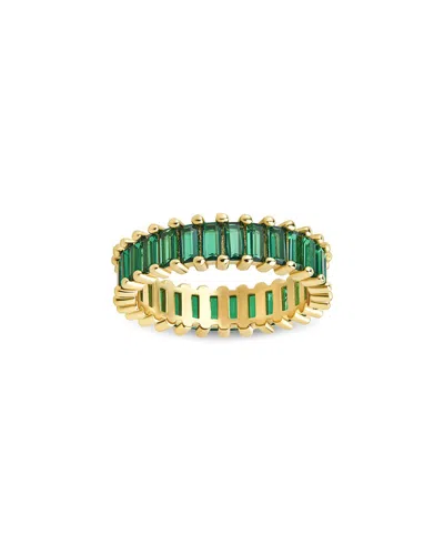 Sterling Forever 14k Plated Cz Caroline Rainbow Eternity Ring In Green