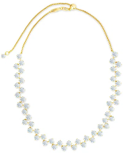 Sterling Forever 14k Plated Cz Carson Adjustable Tennis Necklace