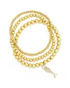 Sterling Forever Beaded Bracelet Set With Cz Champagne Flute Charm