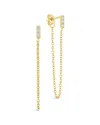 Sterling Forever 14k Plated Cz Chelsea Chain Drop Studs