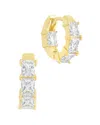Sterling Forever 14k Plated Cz Cosima Baguette Hoop Earrings