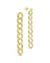 Sterling Forever 14k Plated Cz Cuban Chain Link Drop Earrings In Goldtone