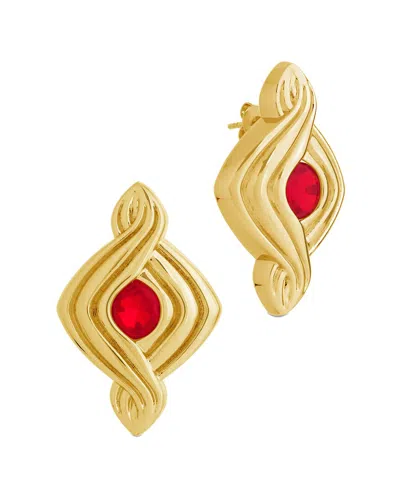 Sterling Forever 14k Plated Cz Danish Studs In Gold