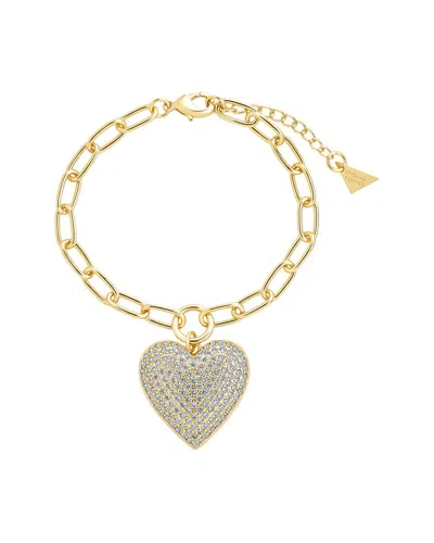 Sterling Forever 14k Plated Cz Disco Bracelet In Pattern