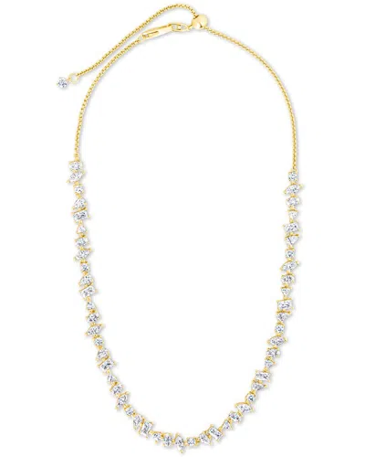 Sterling Forever 14k Plated Cz Ellery Adjustable Tennis Necklace