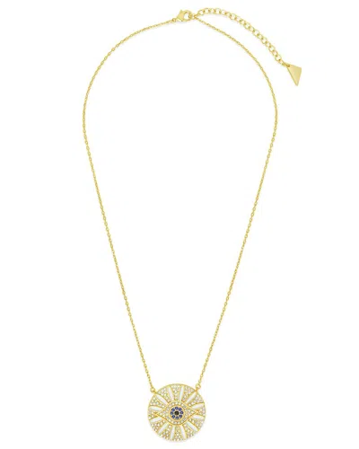 Sterling Forever 14k Plated Cz Evil Eye & Petal Pendant Necklace