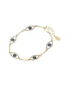 Sterling Forever 14k Plated Cz Evil Eye Bracelet