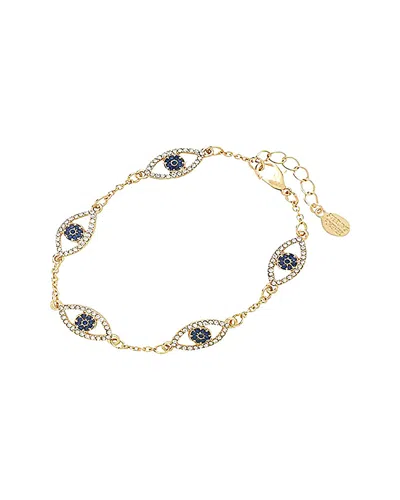 Sterling Forever 14k Plated Cz Evil Eye Bracelet