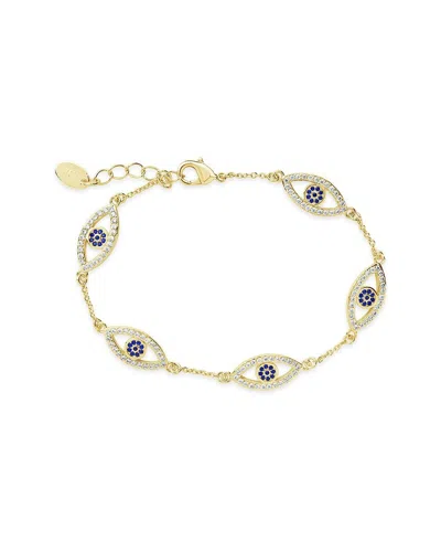 Sterling Forever 14k Plated Cz Evil Eye Bracelet