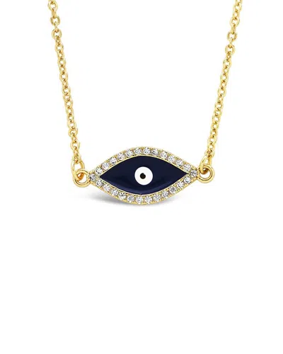 Sterling Forever 14k Plated Cz Evil Eye Necklace In Gold