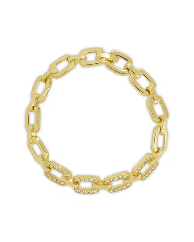 Sterling Forever 14k Plated Cz Fiona Statement Chain Bracelet In Gold