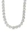 Sterling Forever 14k Plated Cz Helene Bezel Tennis Necklace