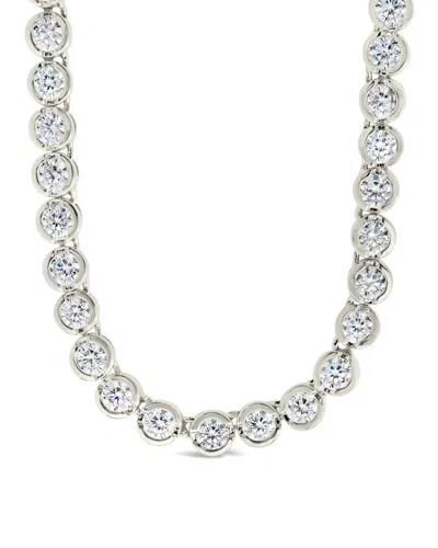 Sterling Forever 14k Plated Cz Helene Bezel Tennis Necklace