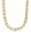 Sterling Forever 14k Plated Cz Helene Bezel Tennis Necklace