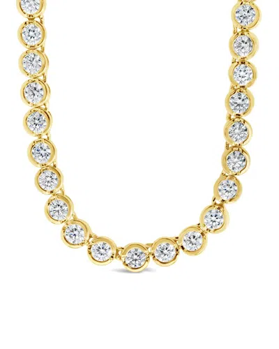 Sterling Forever 14k Plated Cz Helene Bezel Tennis Necklace In Gold