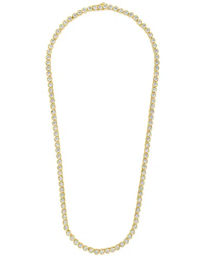 Sterling Forever Helene Bezel Cubic Zirconia Tennis Necklace In Gold