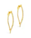 Sterling Forever 14k Gold Plated Brass Cz Inside Out Teardrop Drop Earrings