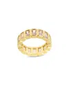 Sterling Forever 14k Plated Cz Jackie Bezel Station Ring