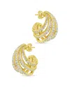Sterling Forever 14k Plated Cz Jenny Statement Hoops