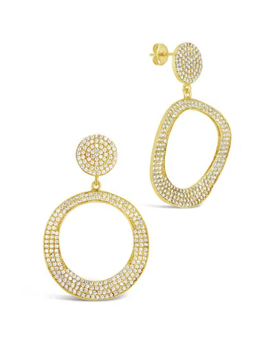 Sterling Forever 14k Plated Cz Juniper Statement Drop Earrings In Gold