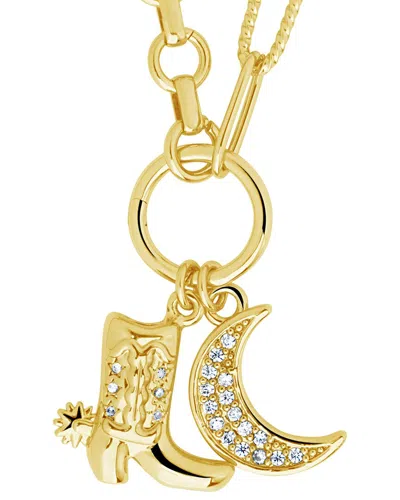 Sterling Forever 14k Plated Cz Kelsea Necklace In Neutral