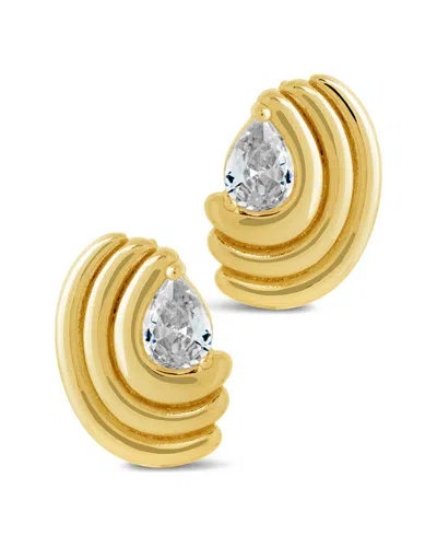 Sterling Forever 14k Plated Cz Kouign Amann Studs In Gold