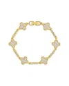 Sterling Forever 14k Plated Cz Laurel Link Bracelet