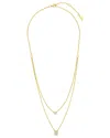 Sterling Forever 14k Plated Cz Layered Tag Necklace