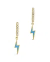 Sterling Forever 14k Plated Cz Lightning Bolt Charm Hoops